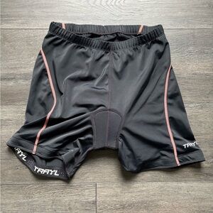 Trayl Adult Cycling Shorts Black Padded Nylon Spandex Blend Size Small